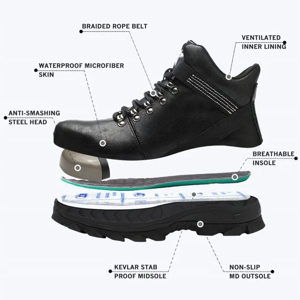 Men's Steel Toe Safety Boot Waterproof Insulated Industrial Work Shoes