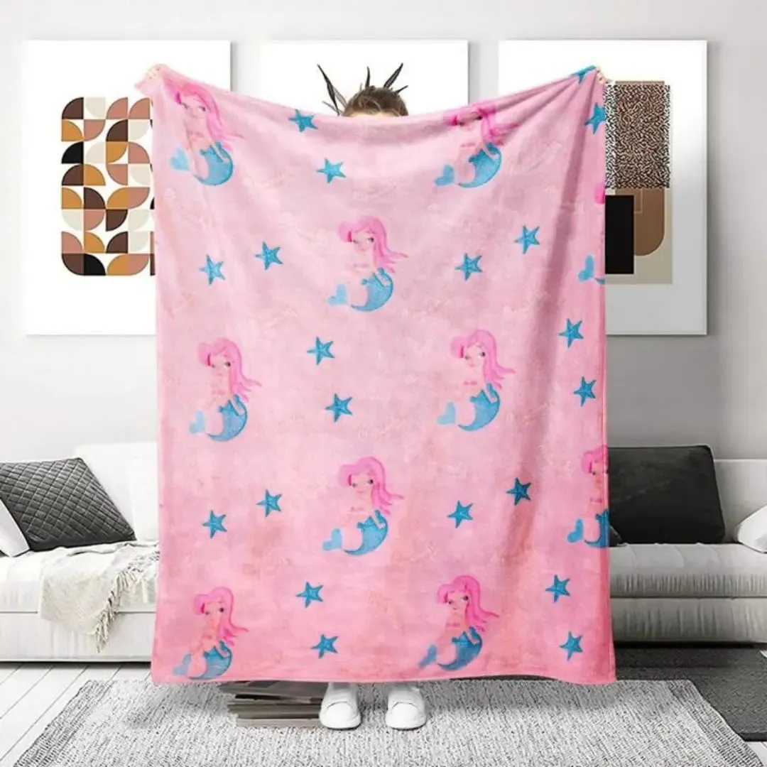 Mermaid Glow in The Dark Blanket for Kids, 200 x 152cm, 0-15 years | All-Weather Lightweight Blanket for Kids’ Room