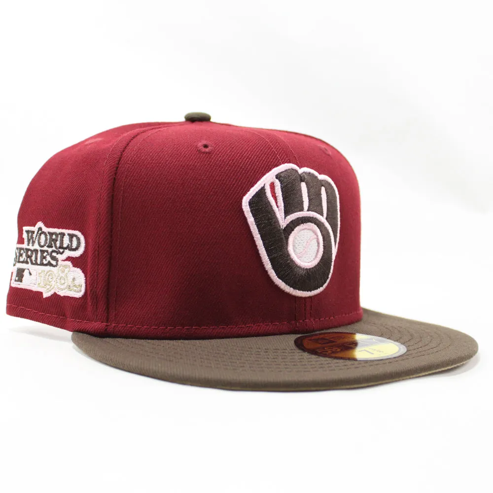 Milwaukee Brewers 1982 World Series New Era 59Fifty Fitted Hat (GITD Cardinal Brown Khaki Under Brim)