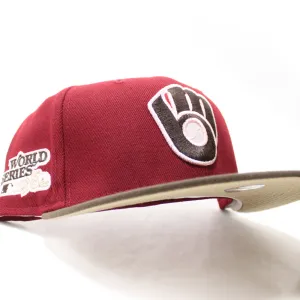 Milwaukee Brewers 1982 World Series New Era 59Fifty Fitted Hat (GITD Cardinal Brown Khaki Under Brim)