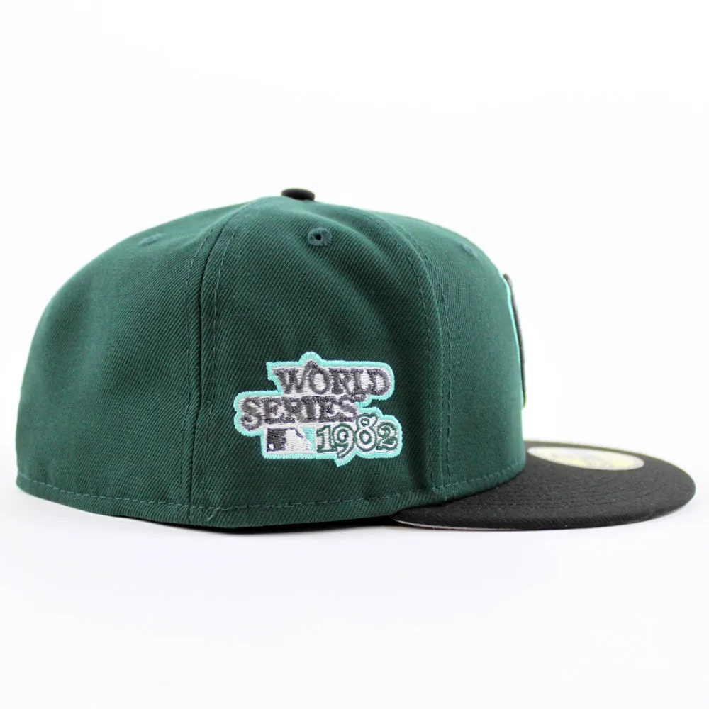 Milwaukee Brewers 1982 World Series New Era 59Fifty Fitted Hat (GITD Dark Green Black Gray Under Brim)