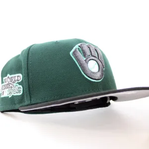Milwaukee Brewers 1982 World Series New Era 59Fifty Fitted Hat (GITD Dark Green Black Gray Under Brim)