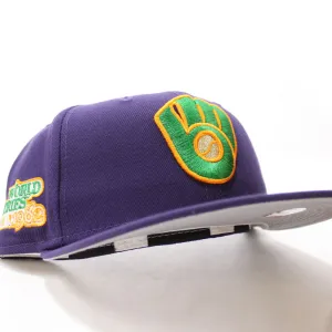 Milwaukee Brewers 1982 World Series New Era 59Fifty Fitted Hat (Glow in the Dark Purple Light Orange Gray Under Brim)