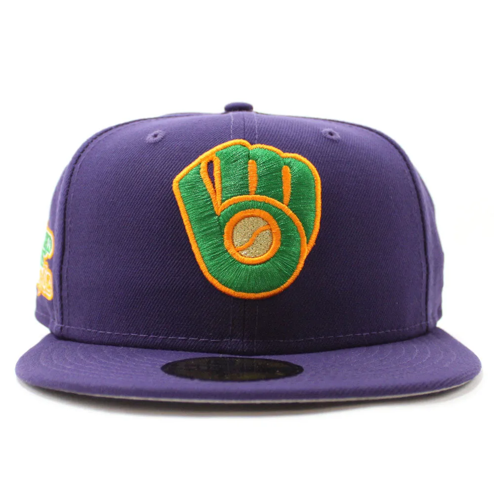 Milwaukee Brewers 1982 World Series New Era 59Fifty Fitted Hat (Glow in the Dark Purple Light Orange Gray Under Brim)