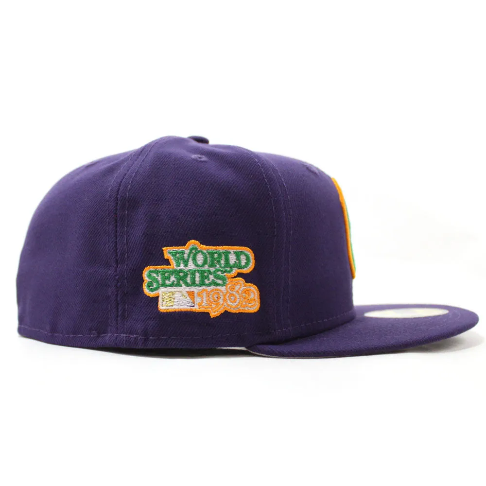Milwaukee Brewers 1982 World Series New Era 59Fifty Fitted Hat (Glow in the Dark Purple Light Orange Gray Under Brim)
