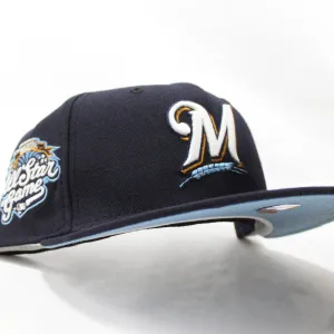 Milwaukee Brewers 2002 All-Star Game New Era 59Fifty Fitted Hat (GITD Logo Navy Sky Blue Under Brim)