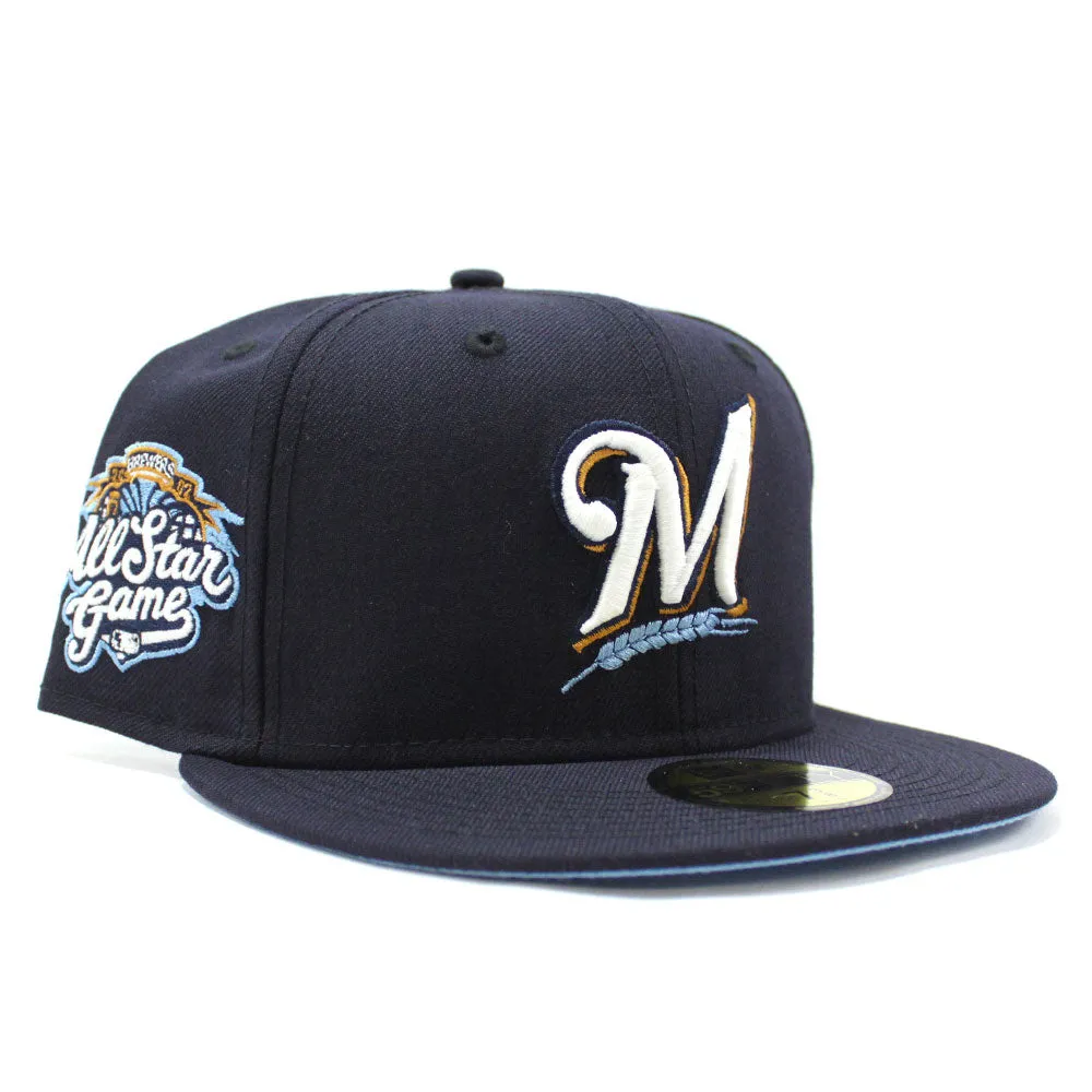 Milwaukee Brewers 2002 All-Star Game New Era 59Fifty Fitted Hat (GITD Logo Navy Sky Blue Under Brim)