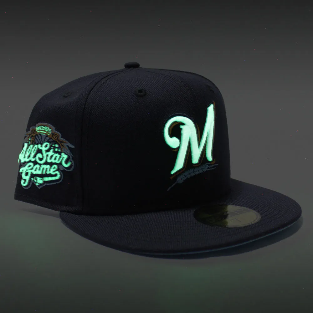 Milwaukee Brewers 2002 All-Star Game New Era 59Fifty Fitted Hat (GITD Logo Navy Sky Blue Under Brim)
