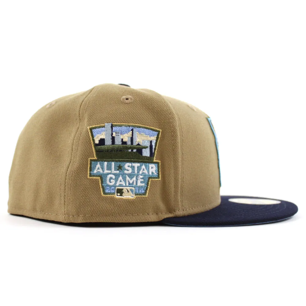 Minnesota Twins 2014 All Star Game New Era 59Fifty Fitted Hat (Glow in the Dark Khaki Navy Sky Blue Under Brim)