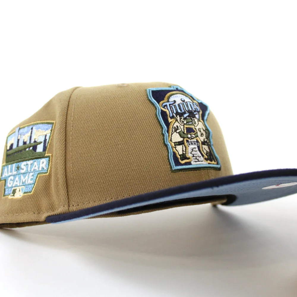 Minnesota Twins 2014 All Star Game New Era 59Fifty Fitted Hat (Glow in the Dark Khaki Navy Sky Blue Under Brim)