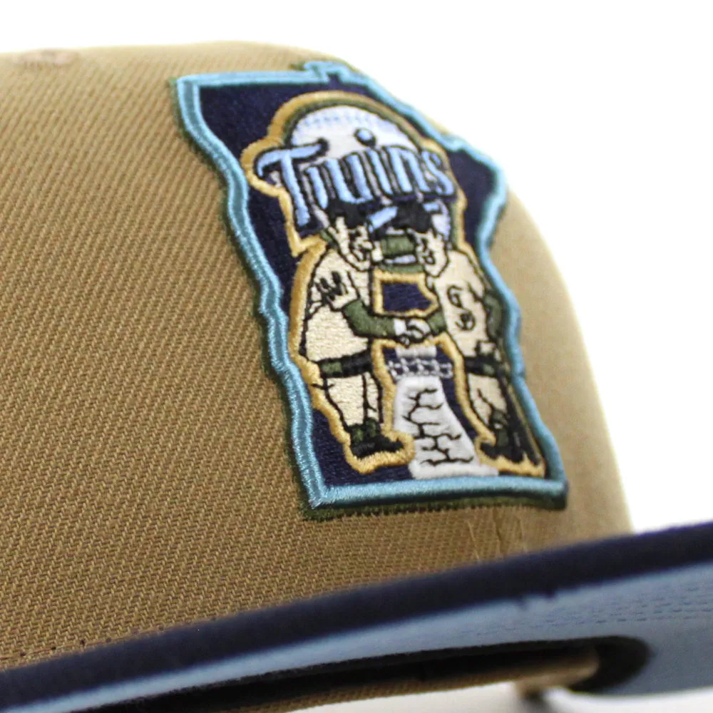 Minnesota Twins 2014 All Star Game New Era 59Fifty Fitted Hat (Glow in the Dark Khaki Navy Sky Blue Under Brim)