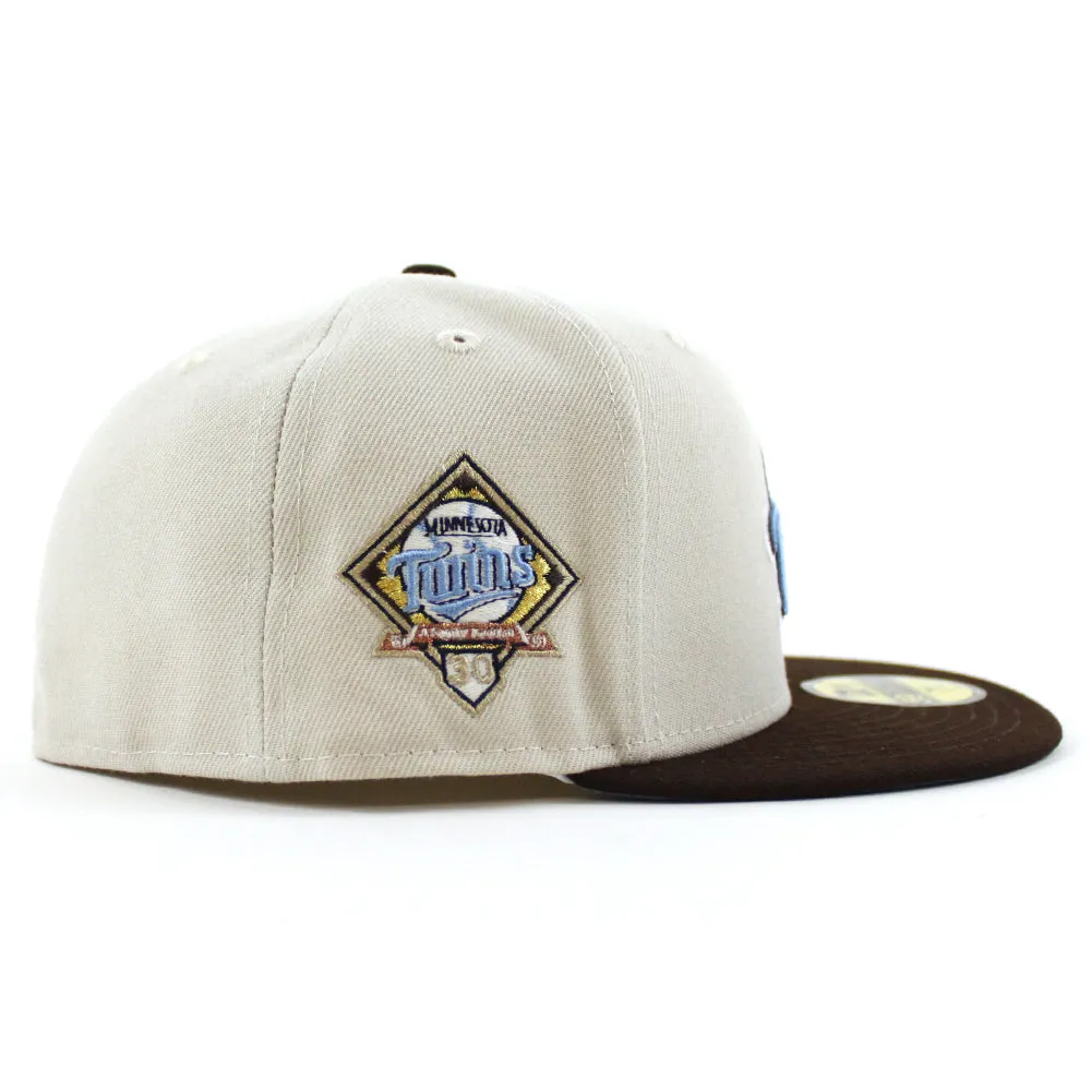 Minnesota Twins 30TH Anniversary New Era 59Fifty Fitted Hat (GITD Stone Gray Burnt-Wood Sky Blue Under Brim)