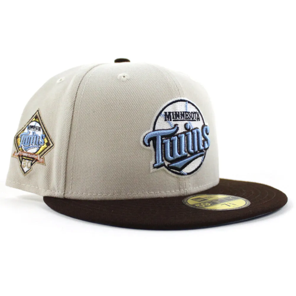 Minnesota Twins 30TH Anniversary New Era 59Fifty Fitted Hat (GITD Stone Gray Burnt-Wood Sky Blue Under Brim)