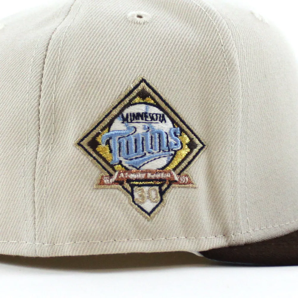 Minnesota Twins 30TH Anniversary New Era 59Fifty Fitted Hat (GITD Stone Gray Burnt-Wood Sky Blue Under Brim)