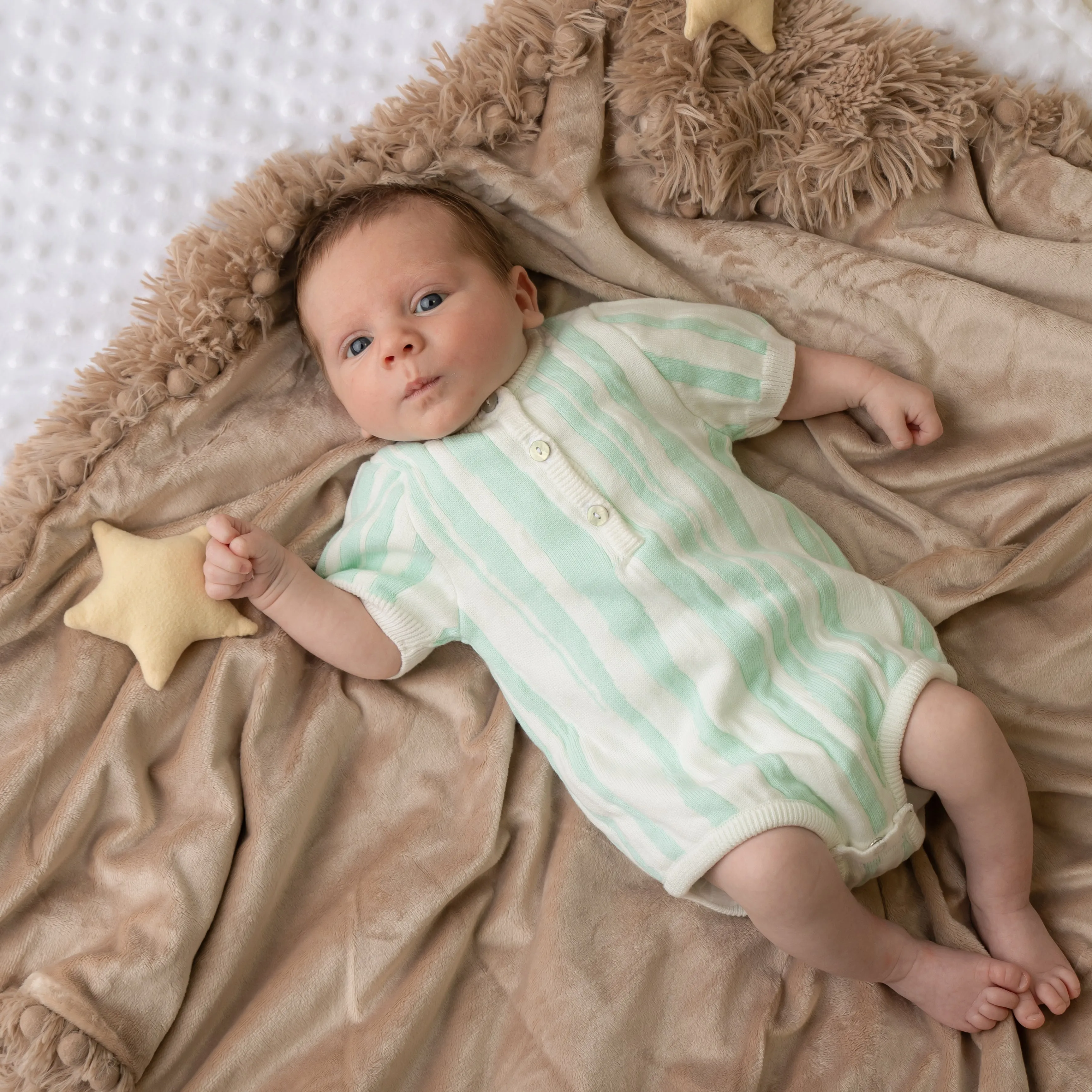 Mint Abstract Stripe Knitted Romper