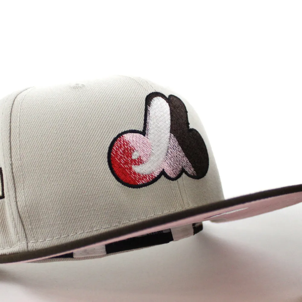 Montreal Expos CLUB DE BASEBALL New Era Fitted 59Fifty Hat (GITD Stone Gray Walnut Pink Under Brim)