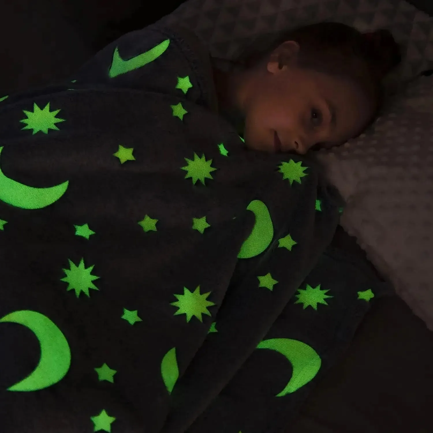 Moon & Stars Glow in The Dark Blanket for Kids |0-15 Yrs.
