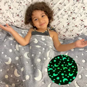 Moon & Stars Glow in The Dark Blanket for Kids |0-15 Yrs.