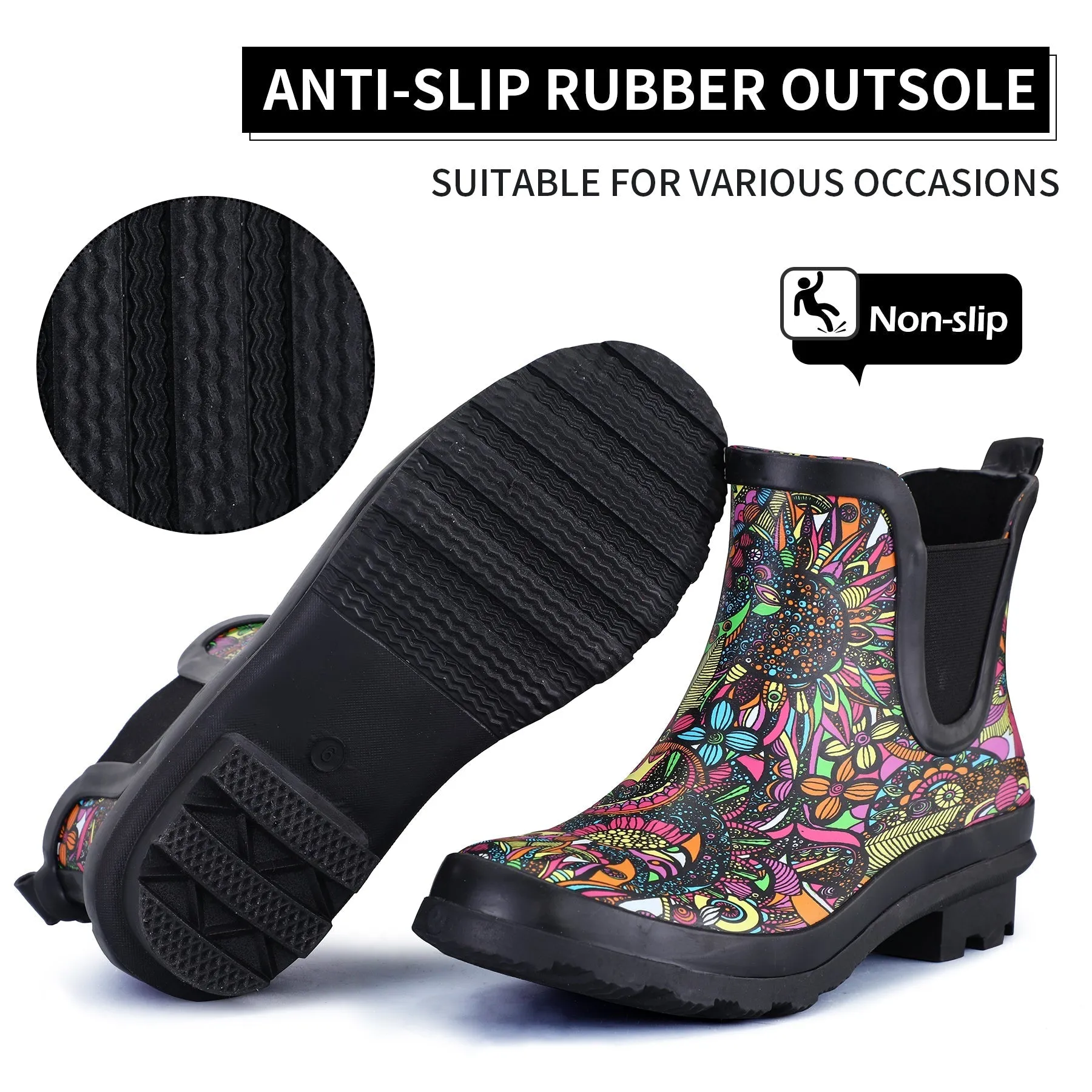 Multicolored Matte Chelsea Rain Boots