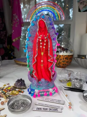 Neon Virgen de Guadalupe statue