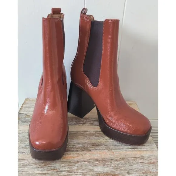 New Circus NY Stace Platform Chelsea Boots Sz 7M Y2K 90s Square Block Heel