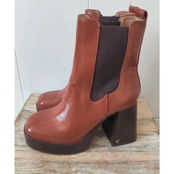 New Circus NY Stace Platform Chelsea Boots Sz 7M Y2K 90s Square Block Heel