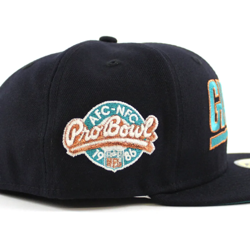 NEW YORK GIANTS PRO BOWL 1986 59Fifty New Era Fitted Hat (GITD Navy M Copper Aqua Under Brim)