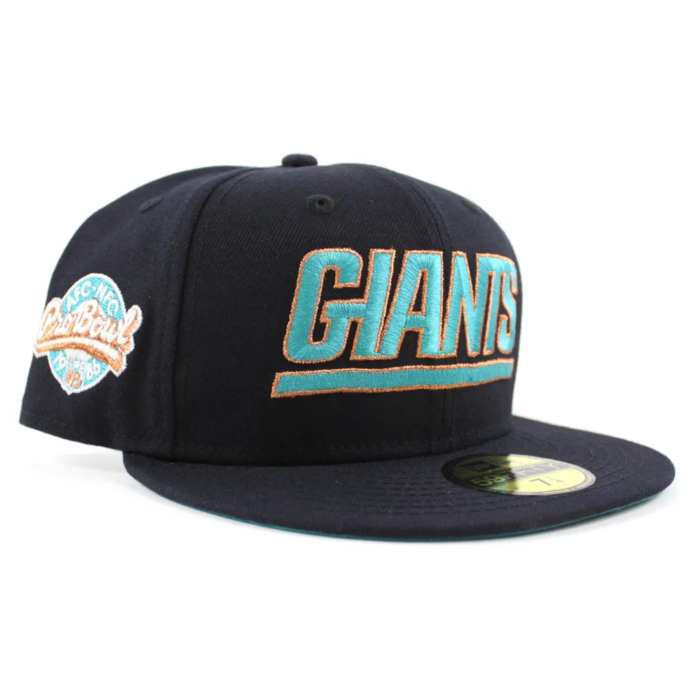 NEW YORK GIANTS PRO BOWL 1986 59Fifty New Era Fitted Hat (GITD Navy M Copper Aqua Under Brim)