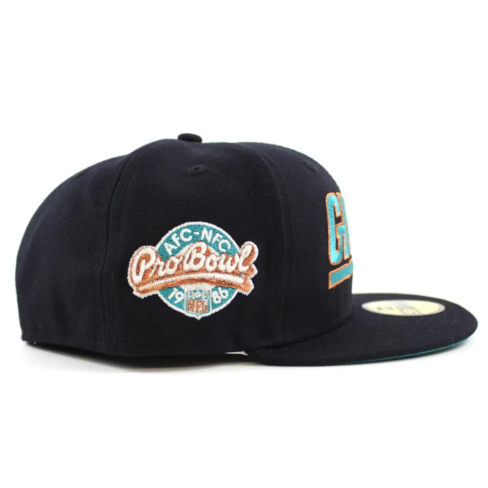 NEW YORK GIANTS PRO BOWL 1986 59Fifty New Era Fitted Hat (GITD Navy M Copper Aqua Under Brim)
