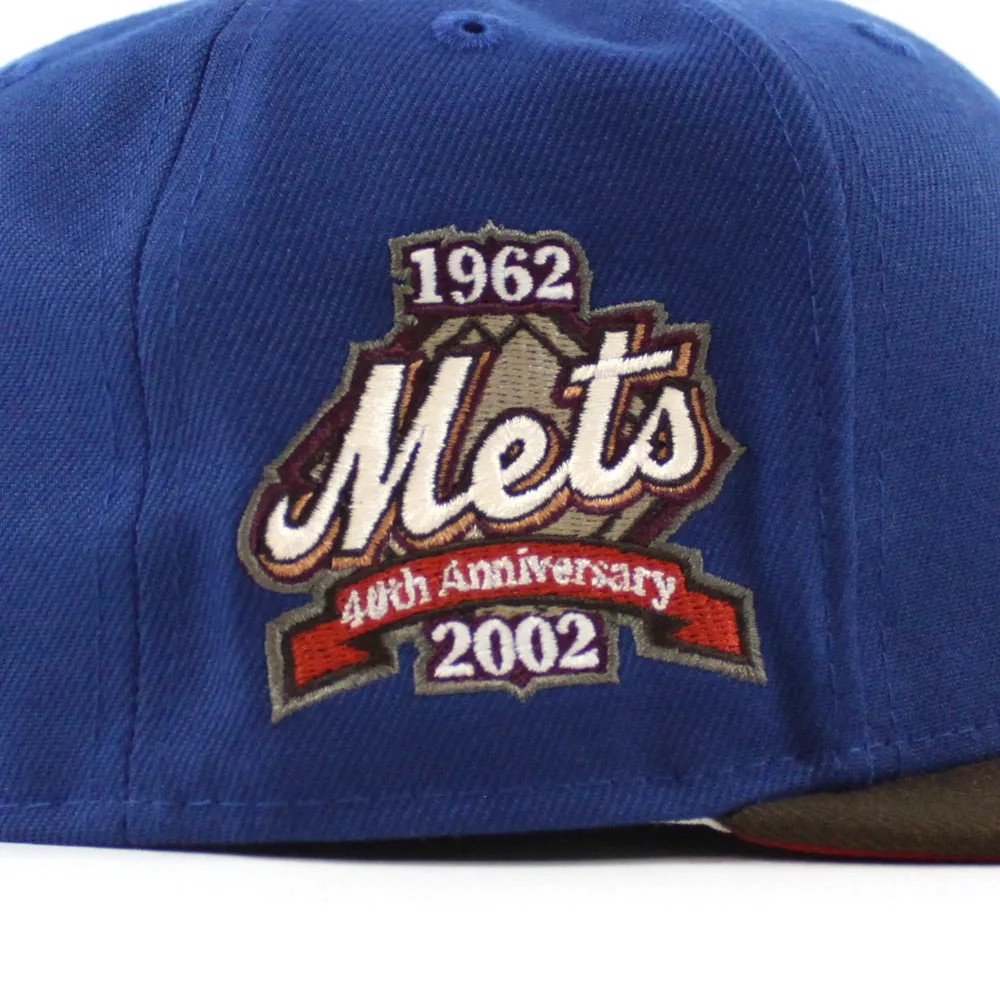 New York Mets 40TH ANNIVERSARY New Era 59Fifty Fitted Hat (Glow in the Dark SongBird Walnut Pinot Red Under Brim)