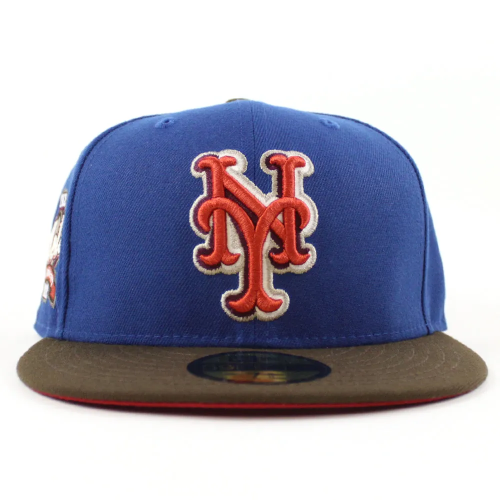 New York Mets 40TH ANNIVERSARY New Era 59Fifty Fitted Hat (Glow in the Dark SongBird Walnut Pinot Red Under Brim)