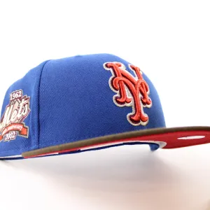 New York Mets 40TH ANNIVERSARY New Era 59Fifty Fitted Hat (Glow in the Dark SongBird Walnut Pinot Red Under Brim)