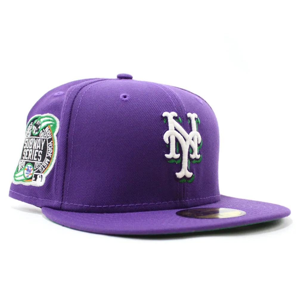 New York Mets Subway Series 59Fifty New Era Fitted Hat (Glow in the Dark Purple Green Under Brim)