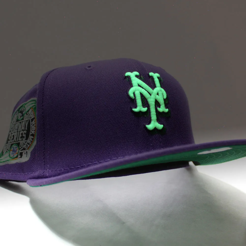New York Mets Subway Series 59Fifty New Era Fitted Hat (Glow in the Dark Purple Green Under Brim)