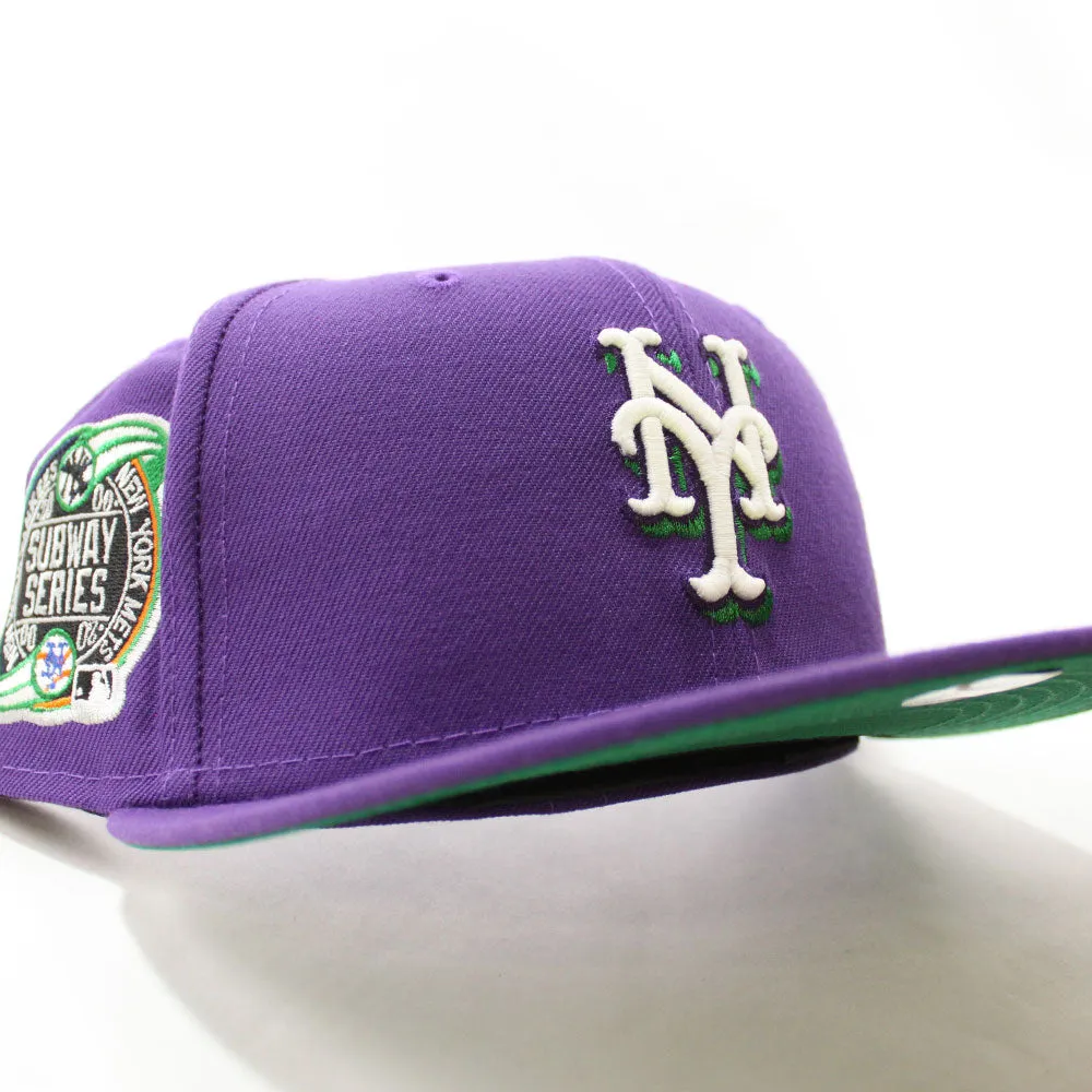 New York Mets Subway Series 59Fifty New Era Fitted Hat (Glow in the Dark Purple Green Under Brim)