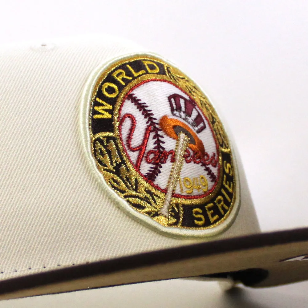 New York Yankees 1949 World Series 100TH ANNIVERSARY New Era 59Fifty Fitted Hat (Glow in the Dark CHROME WHITE BURNT WOOD POLY KHAKI Under Brim)