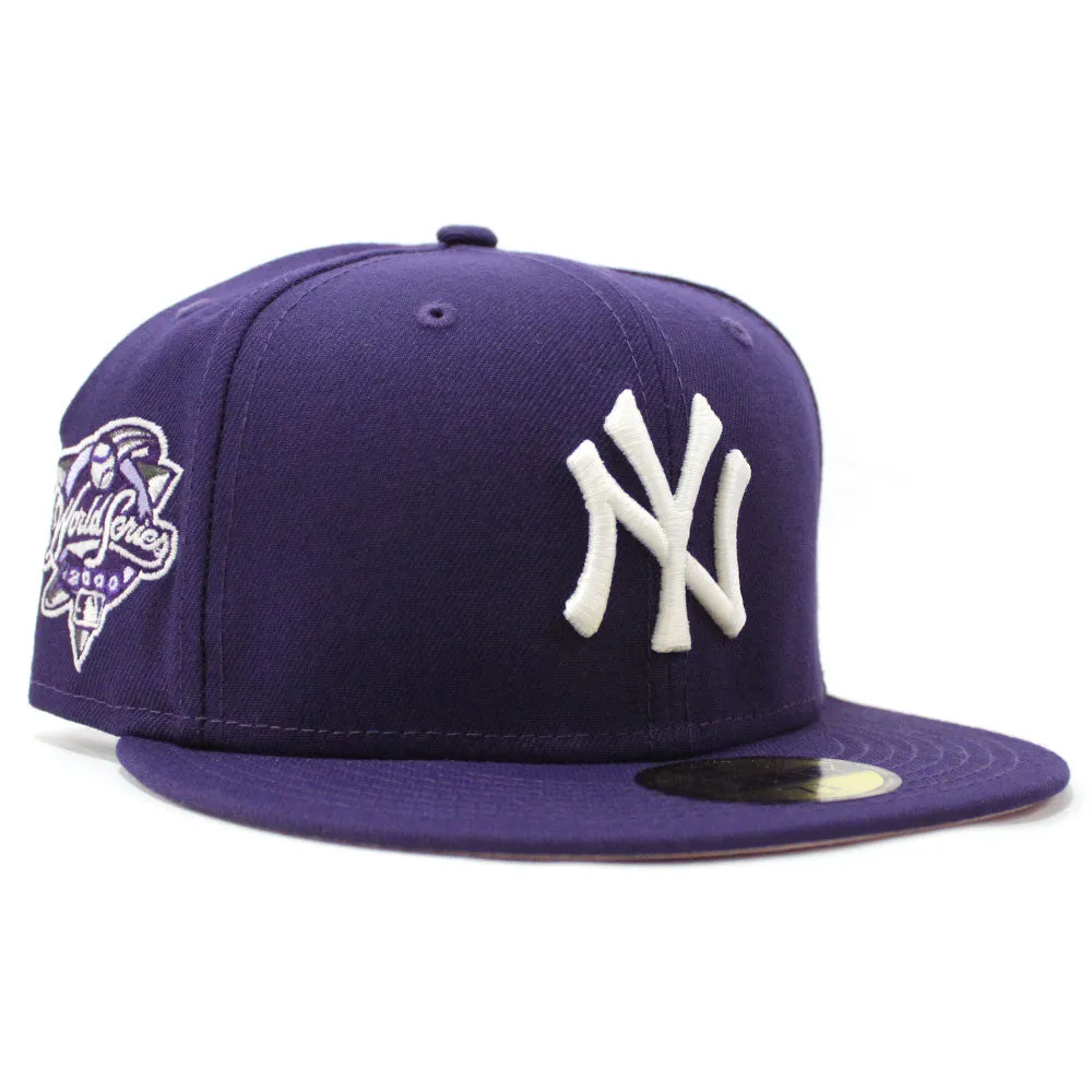 New York Yankees 2000 World Series New Era 59Fifty Fitted Hat (Glow in the Dark Purple Pink Under Brim)