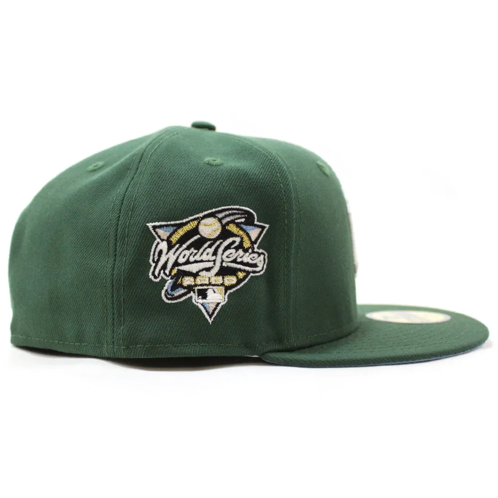 New York Yankees 2000 World Series Patch New Era Fitted 59Fifty Hat (GITD Pine Green Sky Blue Under Brim)