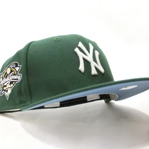 New York Yankees 2000 World Series Patch New Era Fitted 59Fifty Hat (GITD Pine Green Sky Blue Under Brim)