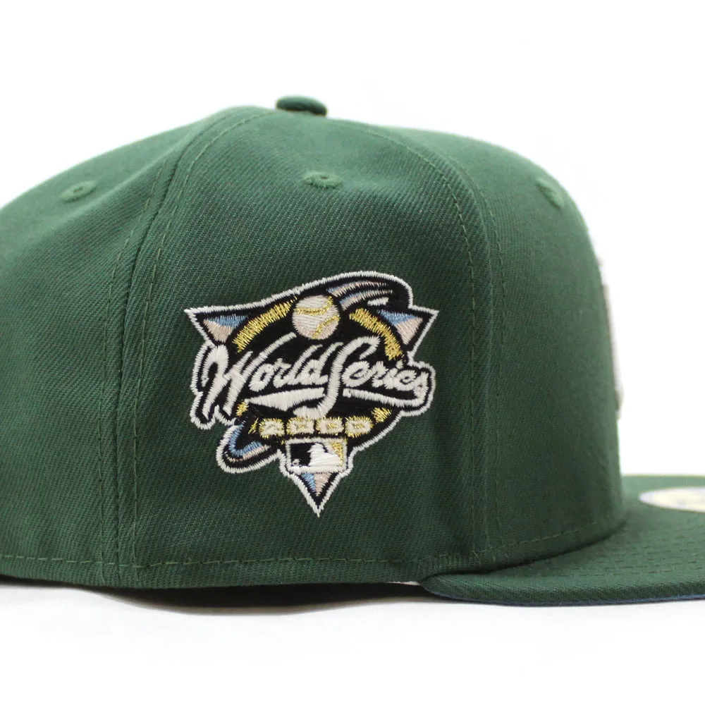 New York Yankees 2000 World Series Patch New Era Fitted 59Fifty Hat (GITD Pine Green Sky Blue Under Brim)