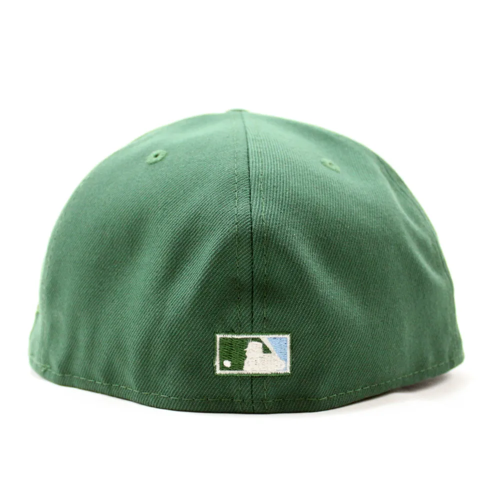 New York Yankees 2000 World Series Patch New Era Fitted 59Fifty Hat (GITD Pine Green Sky Blue Under Brim)
