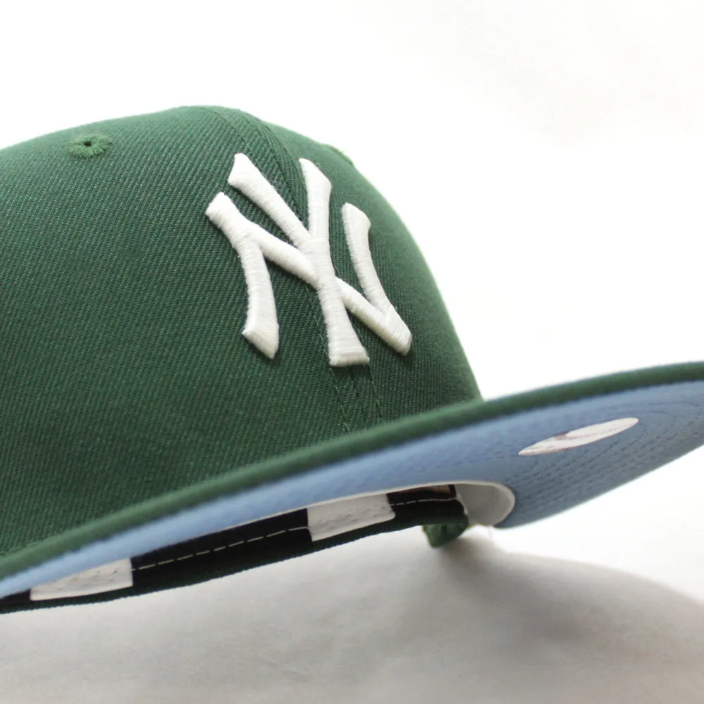 New York Yankees 2000 World Series Patch New Era Fitted 59Fifty Hat (GITD Pine Green Sky Blue Under Brim)