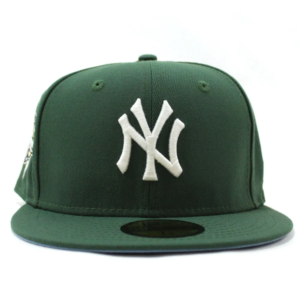 New York Yankees 2000 World Series Patch New Era Fitted 59Fifty Hat (GITD Pine Green Sky Blue Under Brim)