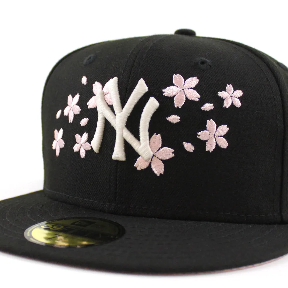 New York Yankees Cherry Blossom New Era 59Fifty Fitted Hat (GITD Black Pink Under Brim)