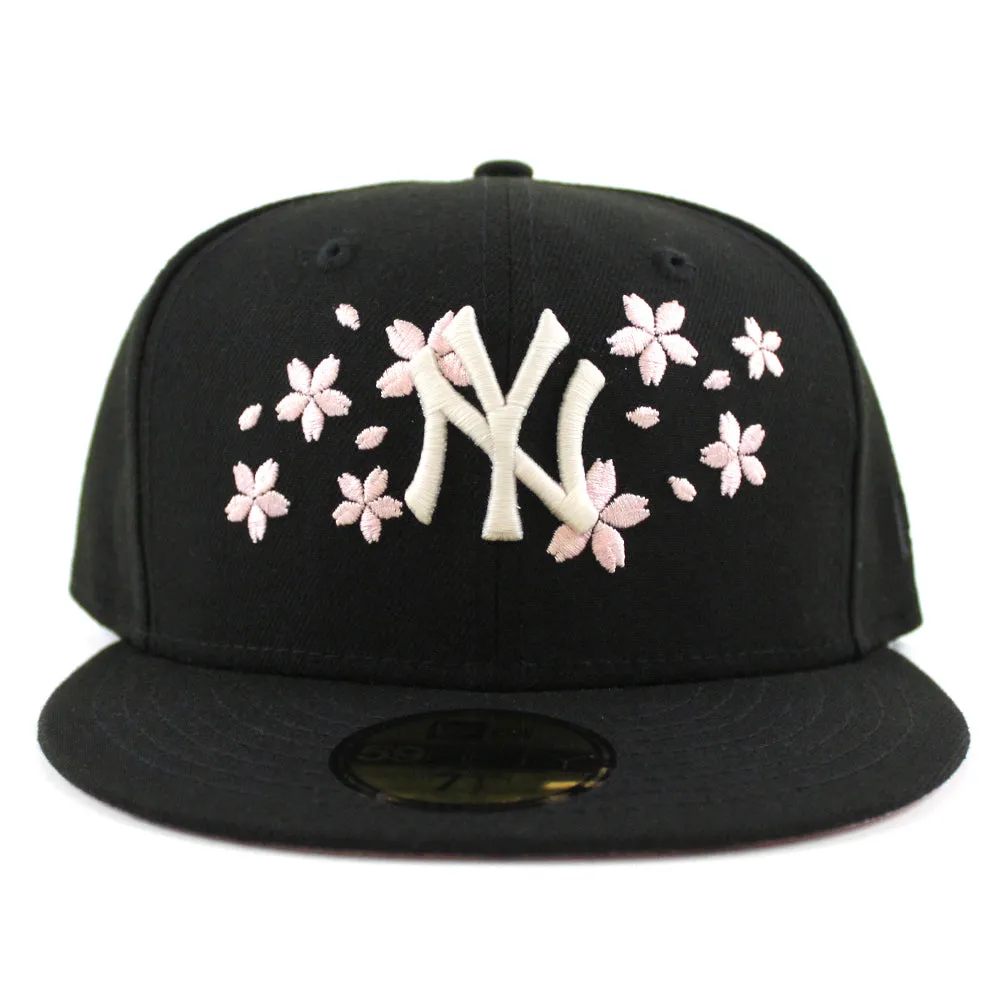 New York Yankees Cherry Blossom New Era 59Fifty Fitted Hat (GITD Black Pink Under Brim)
