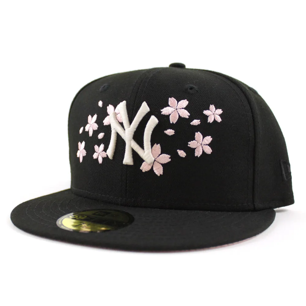 New York Yankees Cherry Blossom New Era 59Fifty Fitted Hat (GITD Black Pink Under Brim)