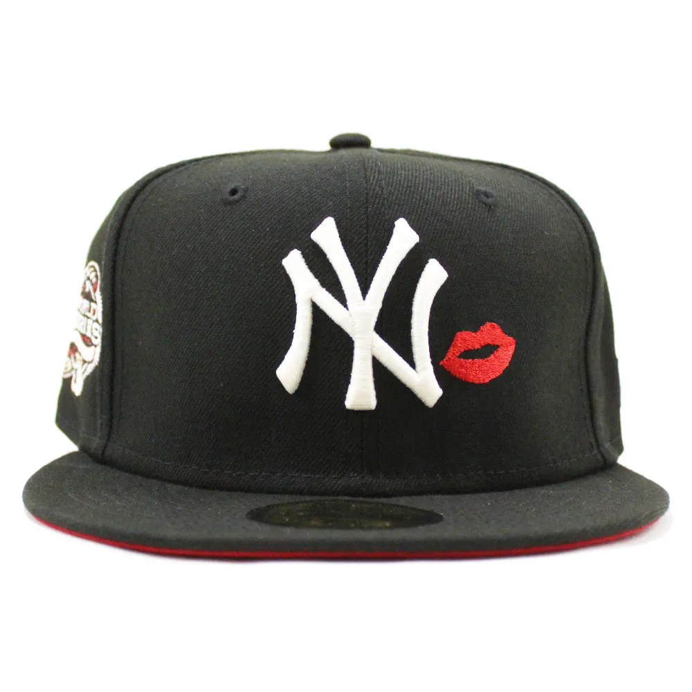 New York Yankees Kiss LIPS 2003 World Series New Era 59Fifty Fitted Hat (GITD Black Red Under Brim)