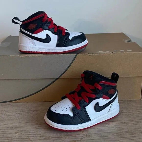 Nike Air Jordan 1 Mid Gym Red/White Toddler Sneakers - SZ 6 C