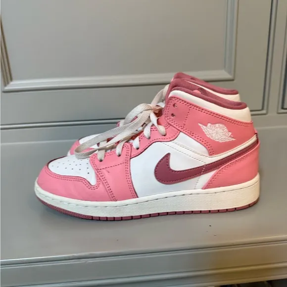 Nike Air Jordan 1 Mid Pink White Sneakers