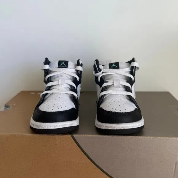 Nike Air Jordan 1 Mid White/Green Glow Toddler Sneakers - SZ 10 C